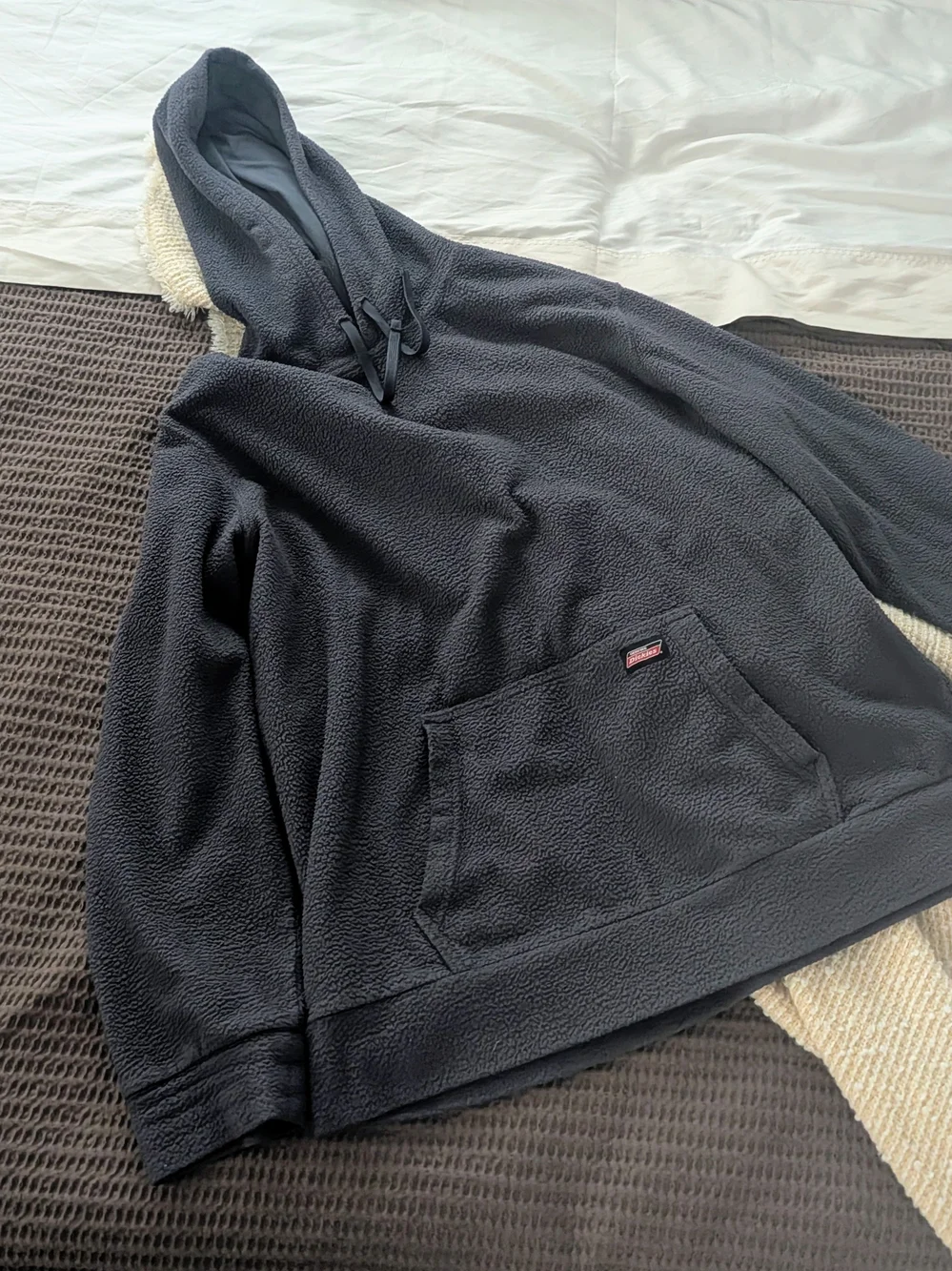 Men's Black Hooded Fleece Pullover Sweater